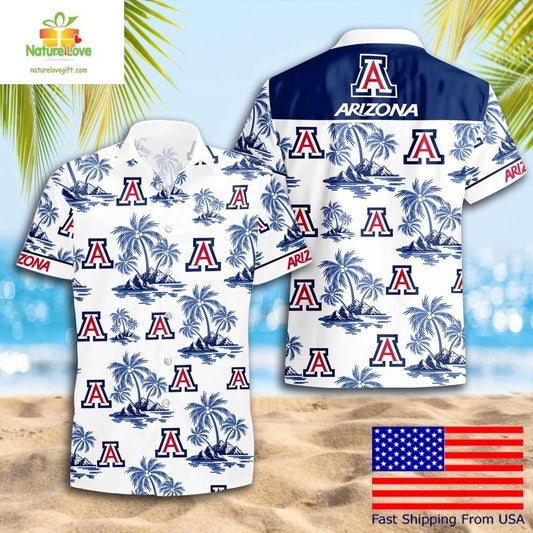 Arizona Wildcats Hawaiian Shirt Coconut Tree Logo Summer Pattern