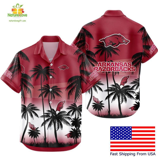 Arkansas Razorbacks Hawaiian Shirt NCAA Tropical Coconut Forest Fan