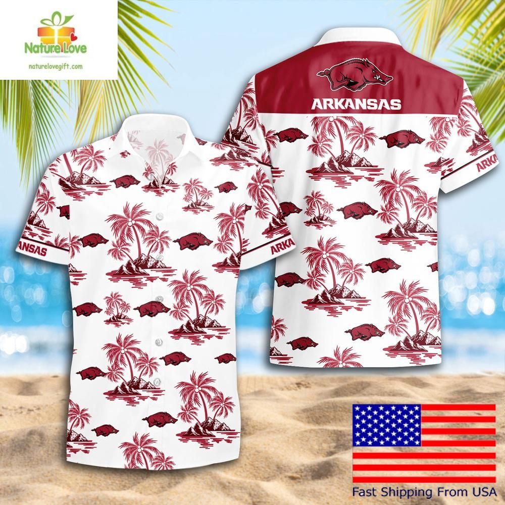Arkansas Razorbacks NCAA Hawaiian Shirt Coconut Tree Logo