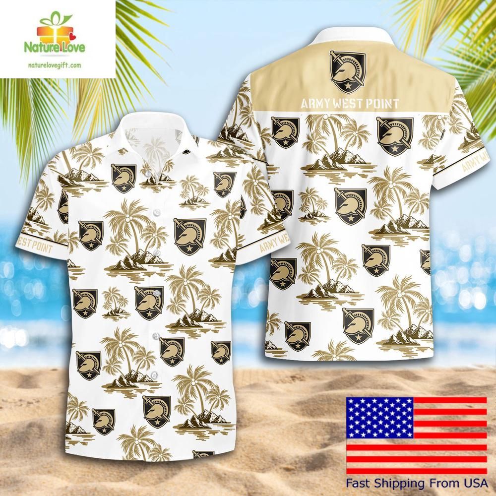 Army Black Knights NCAA Hawaiian Shirt Coconut Tree Logo Summer Design