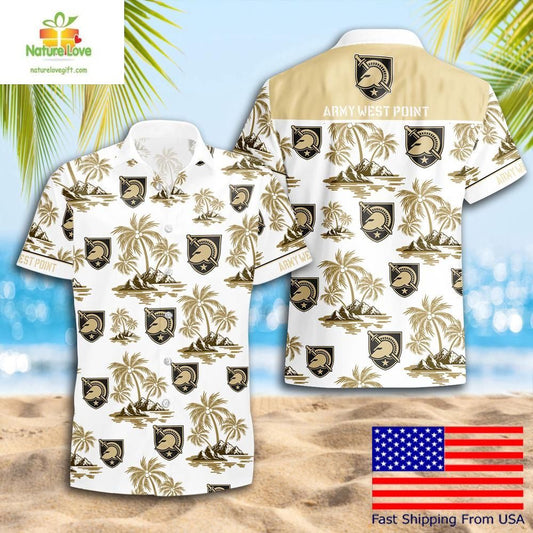 Army Black Knights NCAA Hawaiian Shirt Coconut Tree Logo Summer Design