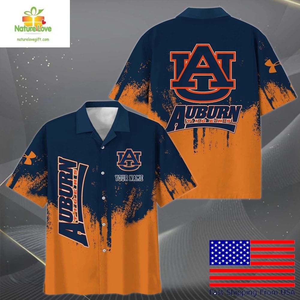 Auburn Tigers Hawaiian Shirt Paint Splatter Design for Fans