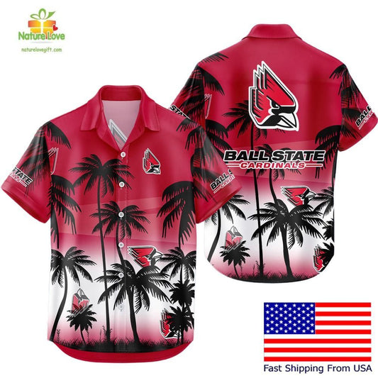 NCAA Ball State Cardinals Hawaiian Shirt Tropical Coconut Fan Gear