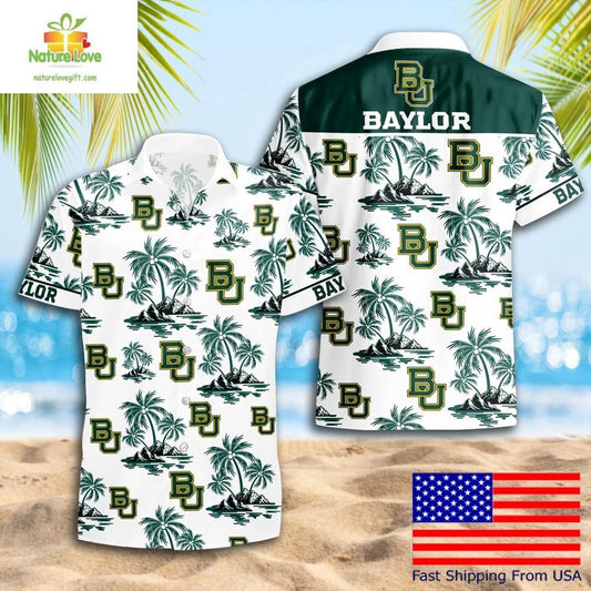 Baylor Bears Hawaiian Shirt NCAA Coconut Tree Logo Summer Pattern