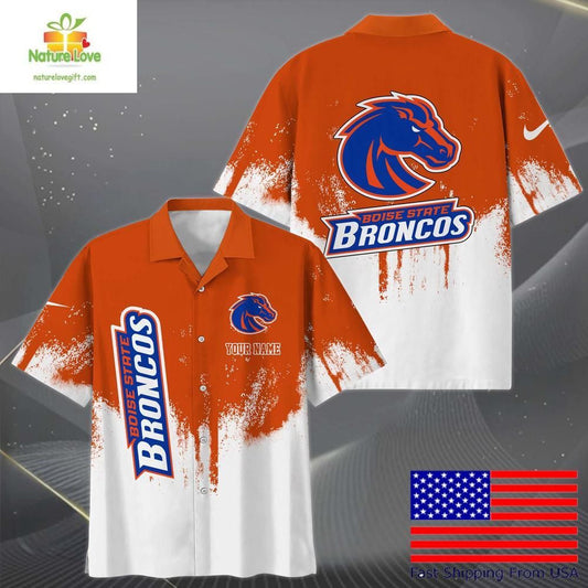 Boise State Broncos Hawaiian Shirt with Paint Splatter Logo