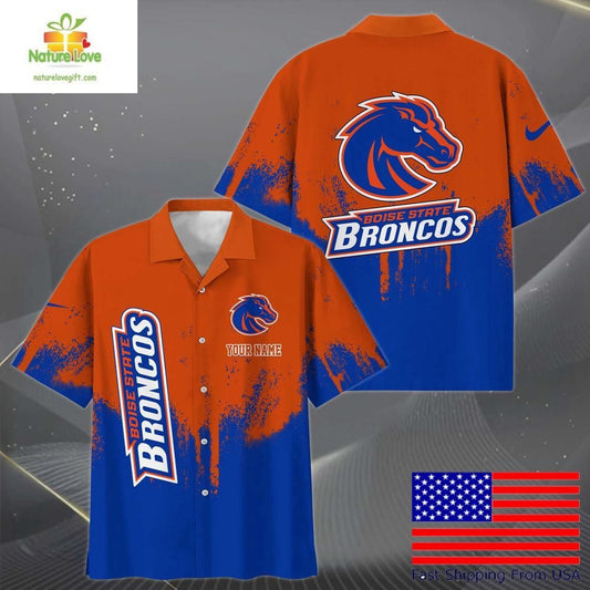 Boise State Broncos Hawaiian Shirt Paint Splatter Fan Design