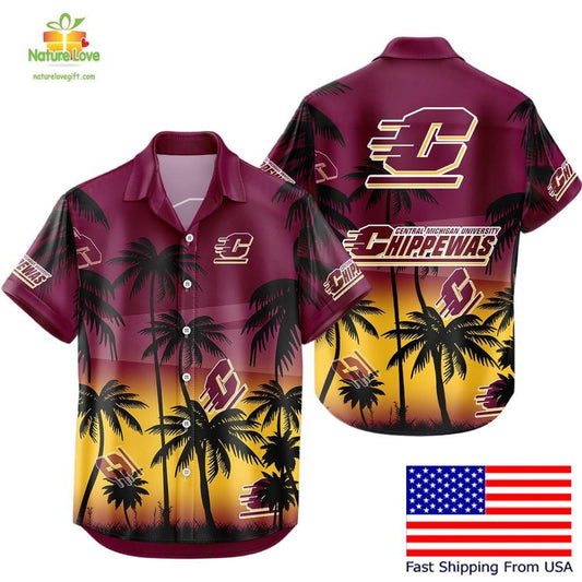 NCAA Chippewas Hawaiian Shirt Tropical Coconut Forest Fan Gear