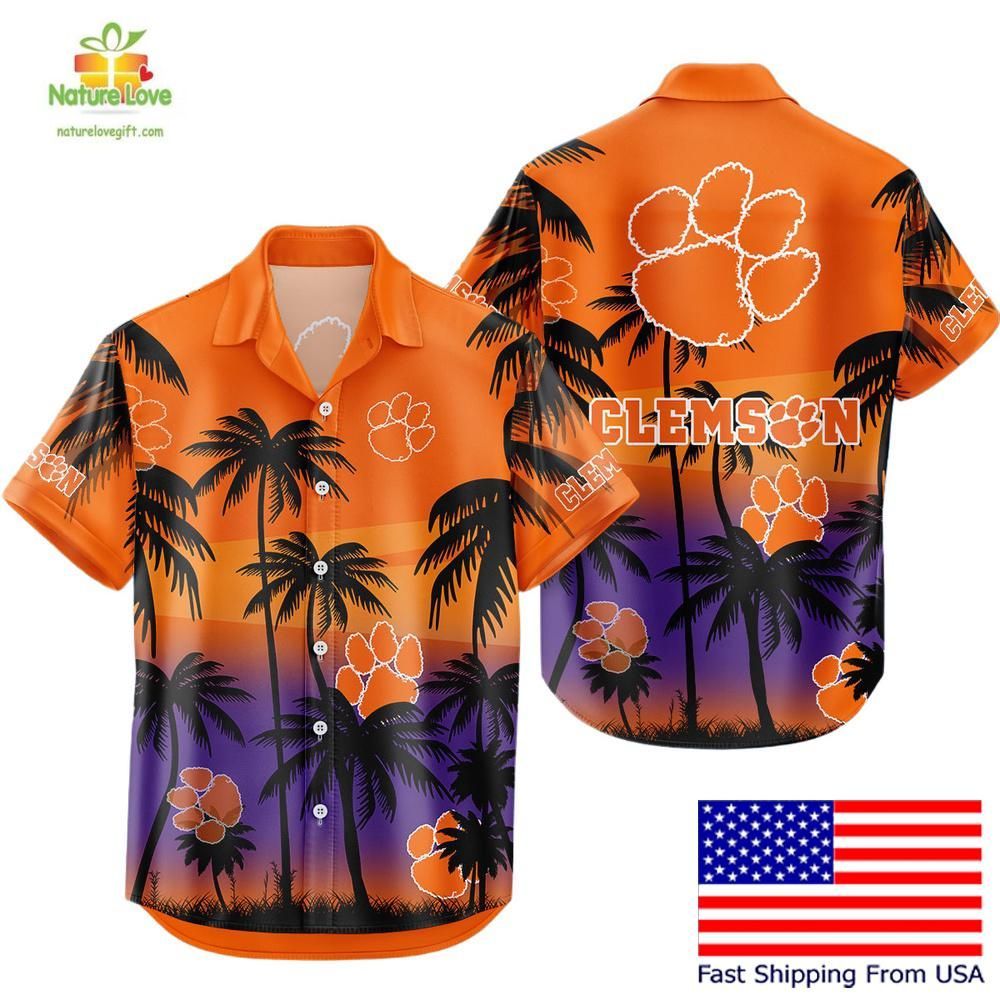 Clemson Tigers Hawaiian Shirt NCAA Tropical Coconut Forest Fan Gear