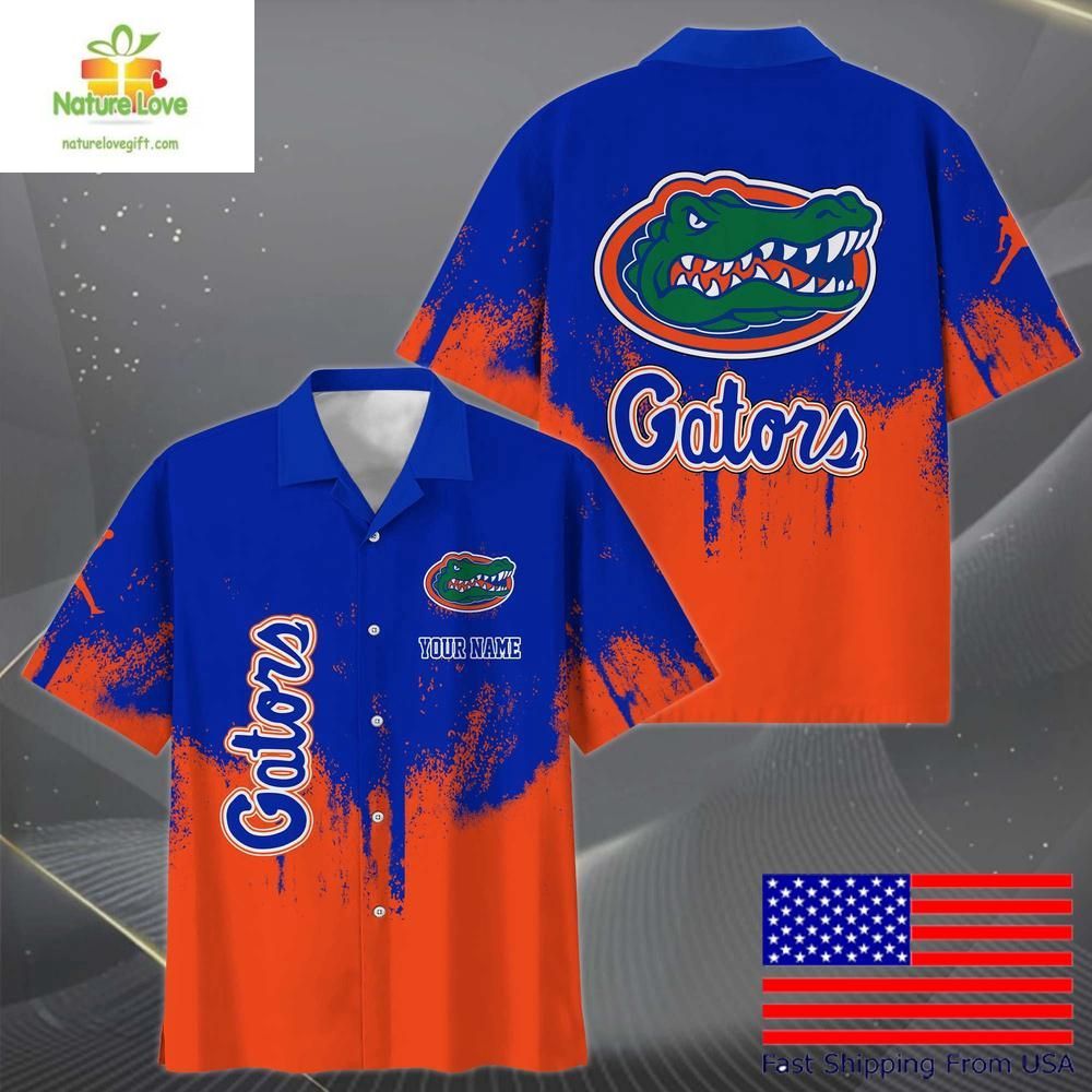 Florida Gators Hawaiian Shirt Paint Splatter Design for Fans