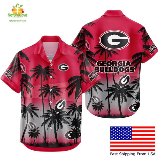 Georgia Bulldogs Hawaiian Shirt Tropical Coconut Forest Fan Apparel