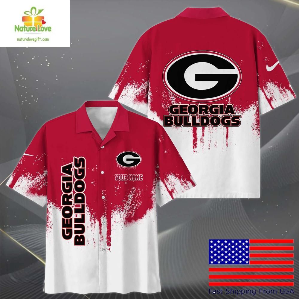 Georgia Bulldogs Hawaiian Shirt with Paint Splatter Logo for Fans