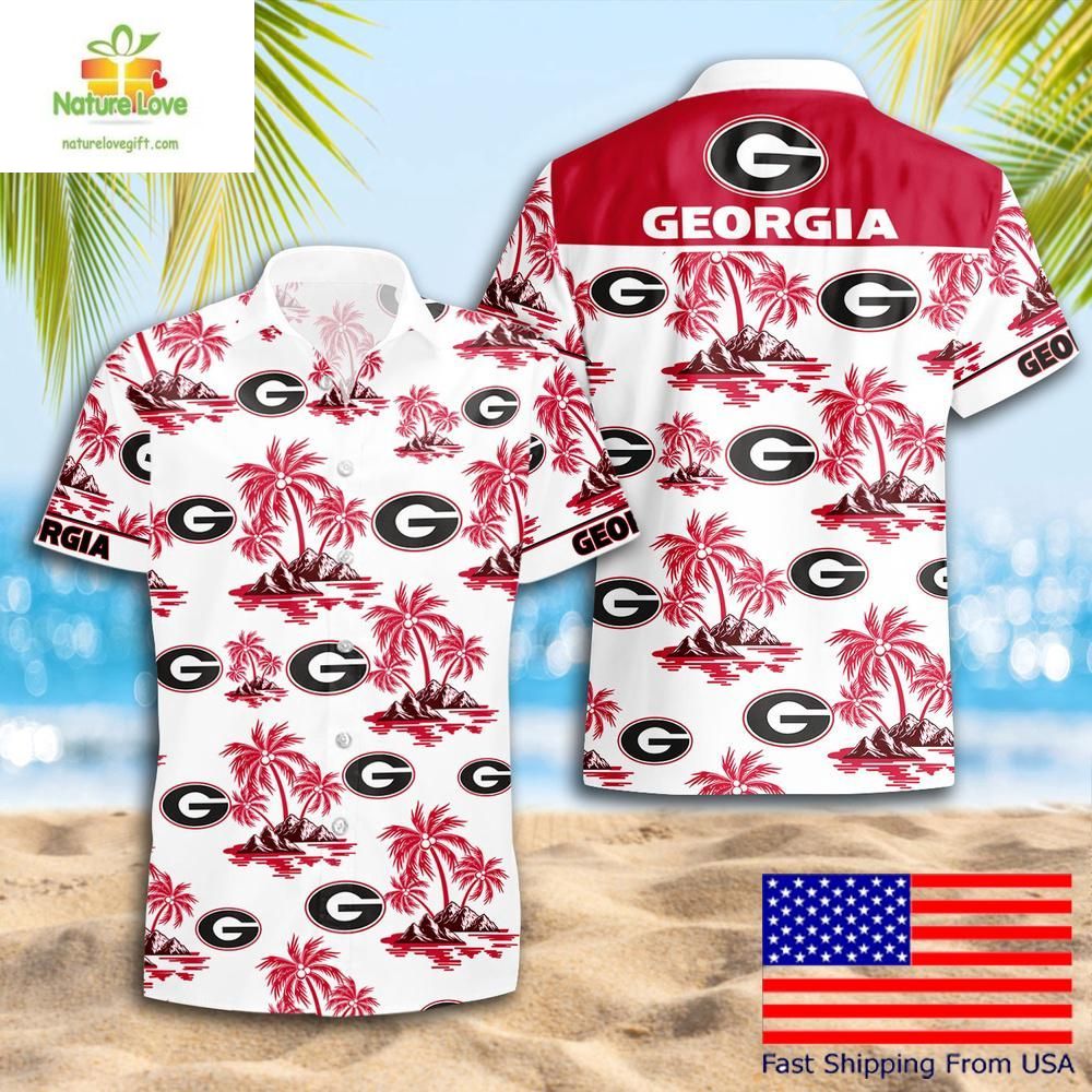 Georgia Bulldogs Hawaiian Shirt Coconut Tree Logo Summer Pattern