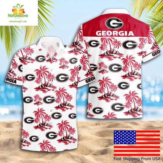 Georgia Bulldogs Hawaiian Shirt Coconut Tree Logo Summer Pattern