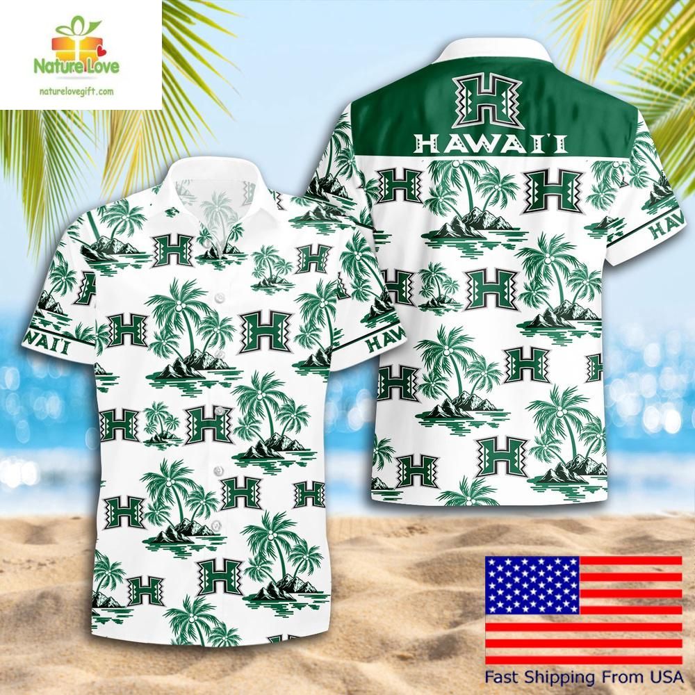 Hawaii Rainbow Warriors Hawaiian Shirt Coconut Tree Logo Summer