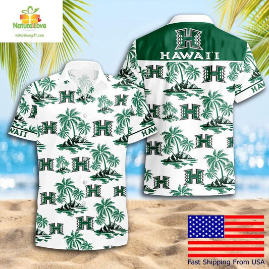 Hawaii Rainbow Warriors Hawaiian Shirt Coconut Tree Logo Summer