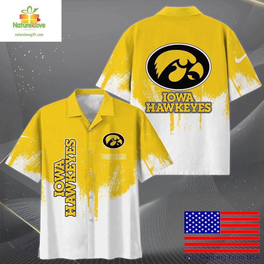 Iowa Hawkeyes Paint Splatter Hawaiian Shirt for Fans
