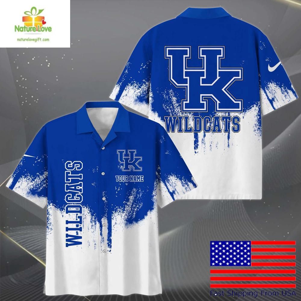Kentucky Wildcats Hawaiian Shirt Custom Paint Splatter Logo Fan Gear