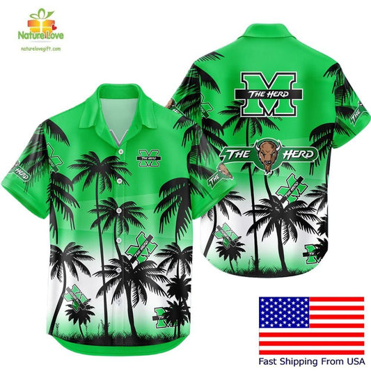 Marshall Thundering Herd Hawaiian Shirt Tropical Coconut Forest Fan Gear