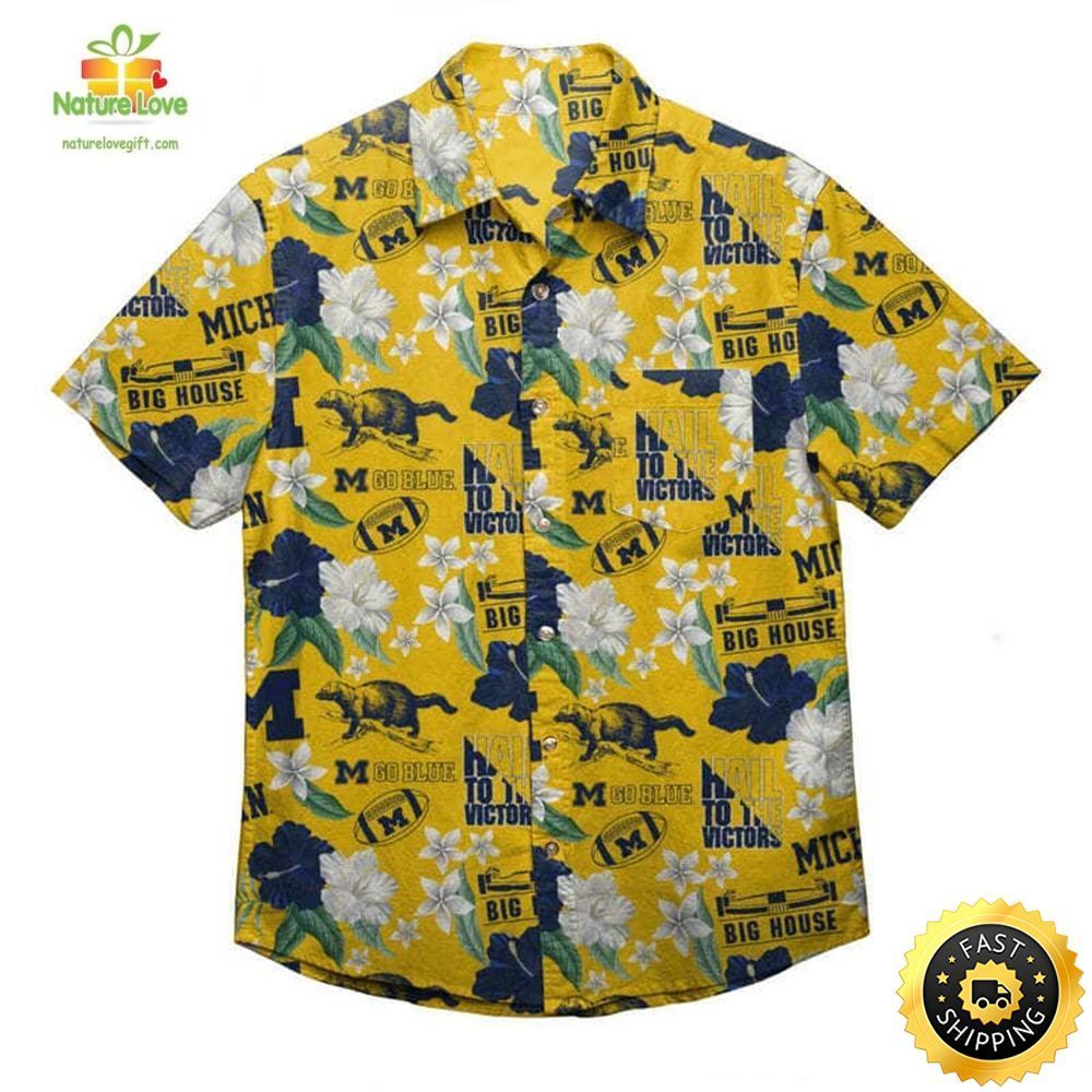 Michigan Wolverines Hawaiian Shirt Gift for Beach NCAA Fans