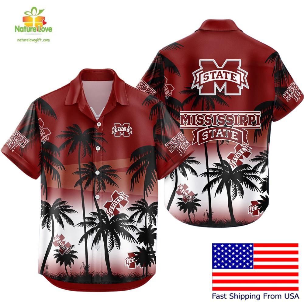 Mississippi State Bulldogs Hawaiian Shirt Tropical Coconut Fan Gear
