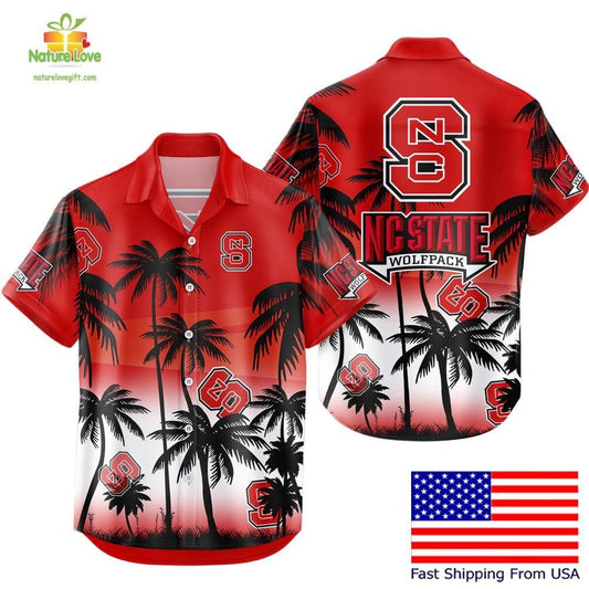 NC State Wolfpack Hawaiian Shirt Coconut Forest Tropical Fan Gear