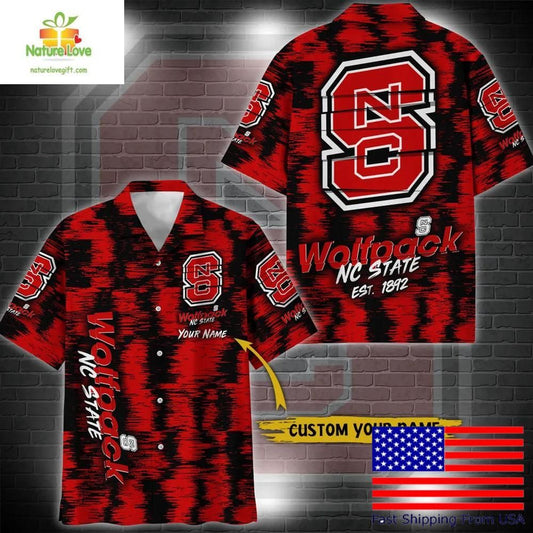 NC State Wolfpack Ikat Hawaiian Shirt for Fans