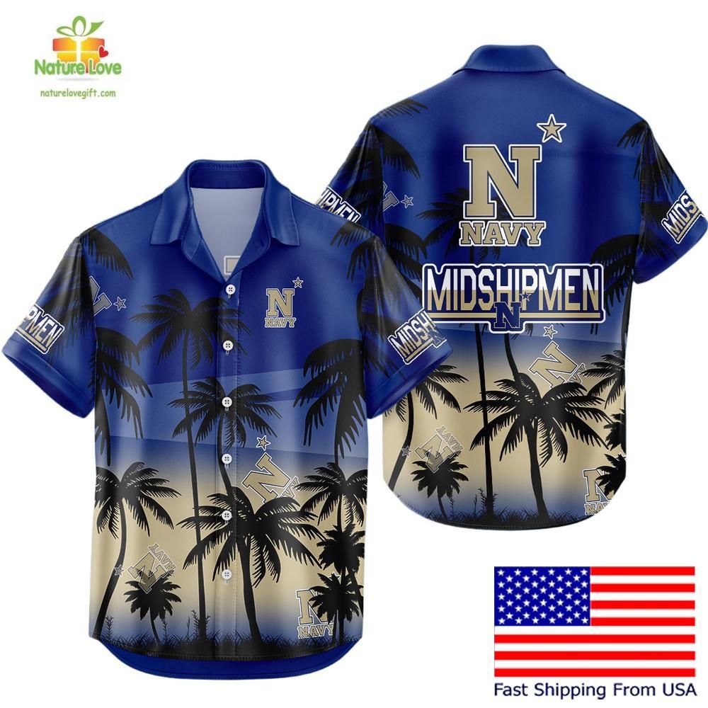 NCAA Navy Midshipmen Tropical Hawaiian Shirt for Fans