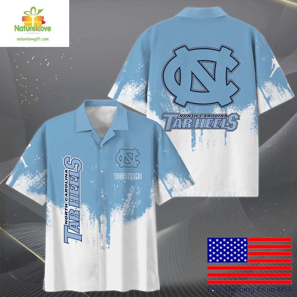 North Carolina Tar Heels Hawaiian Shirt Paint Splatter Logo Fan Apparel