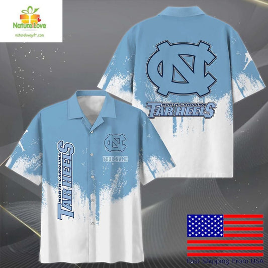 North Carolina Tar Heels Hawaiian Shirt Paint Splatter Logo Fan Apparel