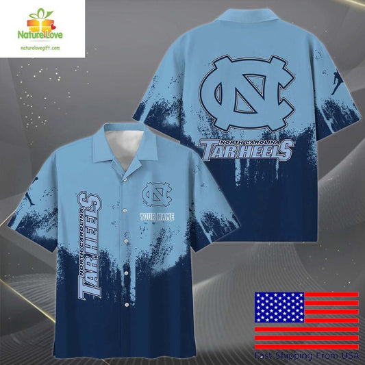 North Carolina Tar Heels Hawaiian Shirt Paint Splatter Fan Design
