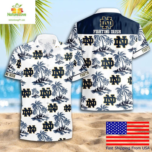 NCAA Tar Heels Hawaiian Shirt Coconut Tree Logo Summer Pattern