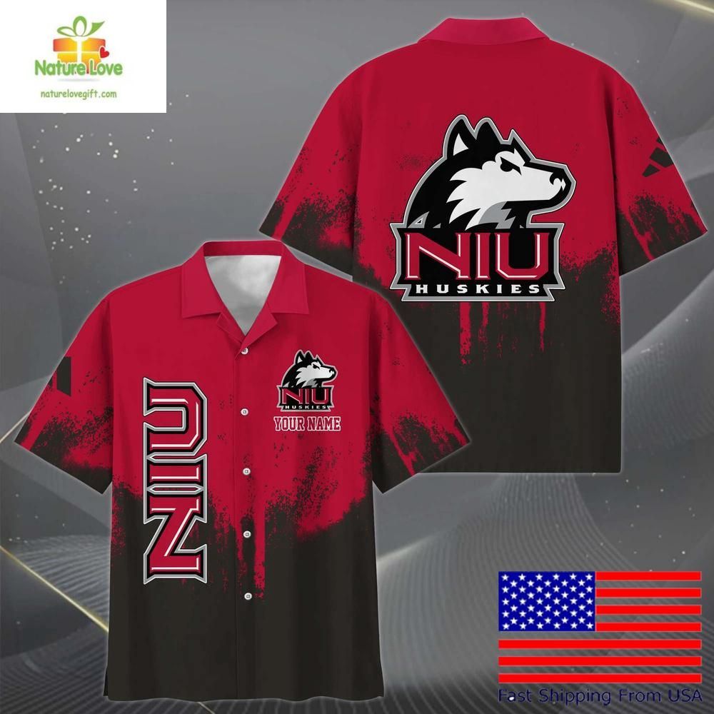 Northern Illinois Huskies Hawaiian Shirt Paint Splatter Fan Design