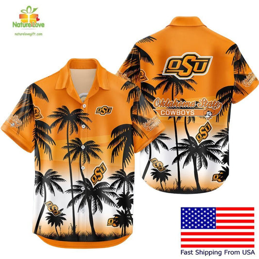 Oklahoma State Cowboys Hawaiian Shirt Tropical Coconut Forest Fan Gear