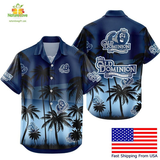 NCAA Old Dominion Monarchs Hawaiian Shirt Tropical Coconut Forest Fan Gear
