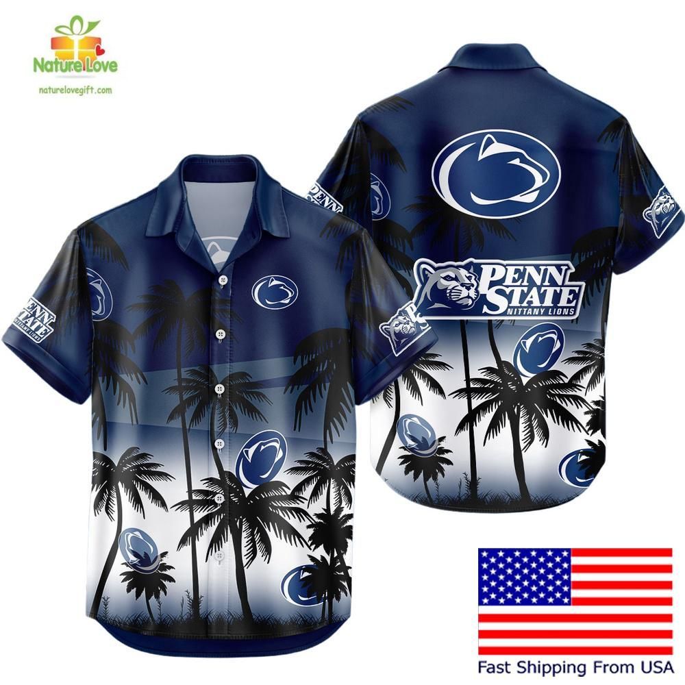 Penn State Nittany Lions Hawaiian Shirt Tropical Coconut Forest Fan Gear