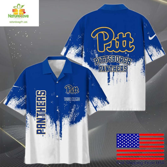 Pittsburgh Panthers Hawaiian Shirt Custom Paint Splatter Logo Fan Gear