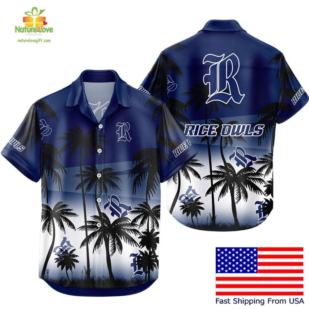 NCAA Rice Owls Hawaiian Shirt Tropical Coconut Forest Fan Gear