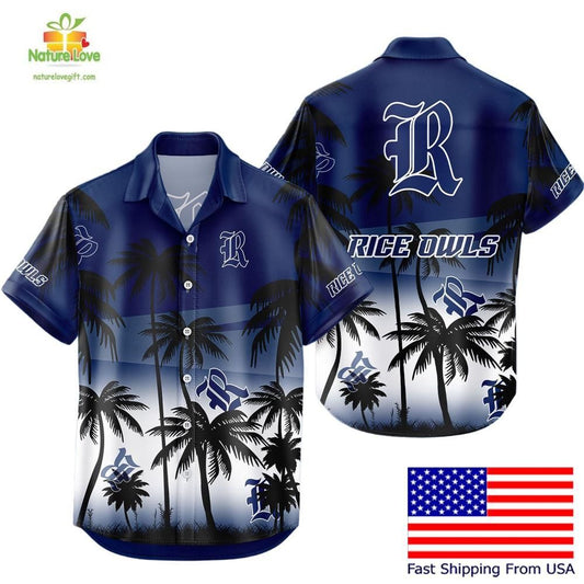 NCAA Rice Owls Hawaiian Shirt Tropical Coconut Forest Fan Gear