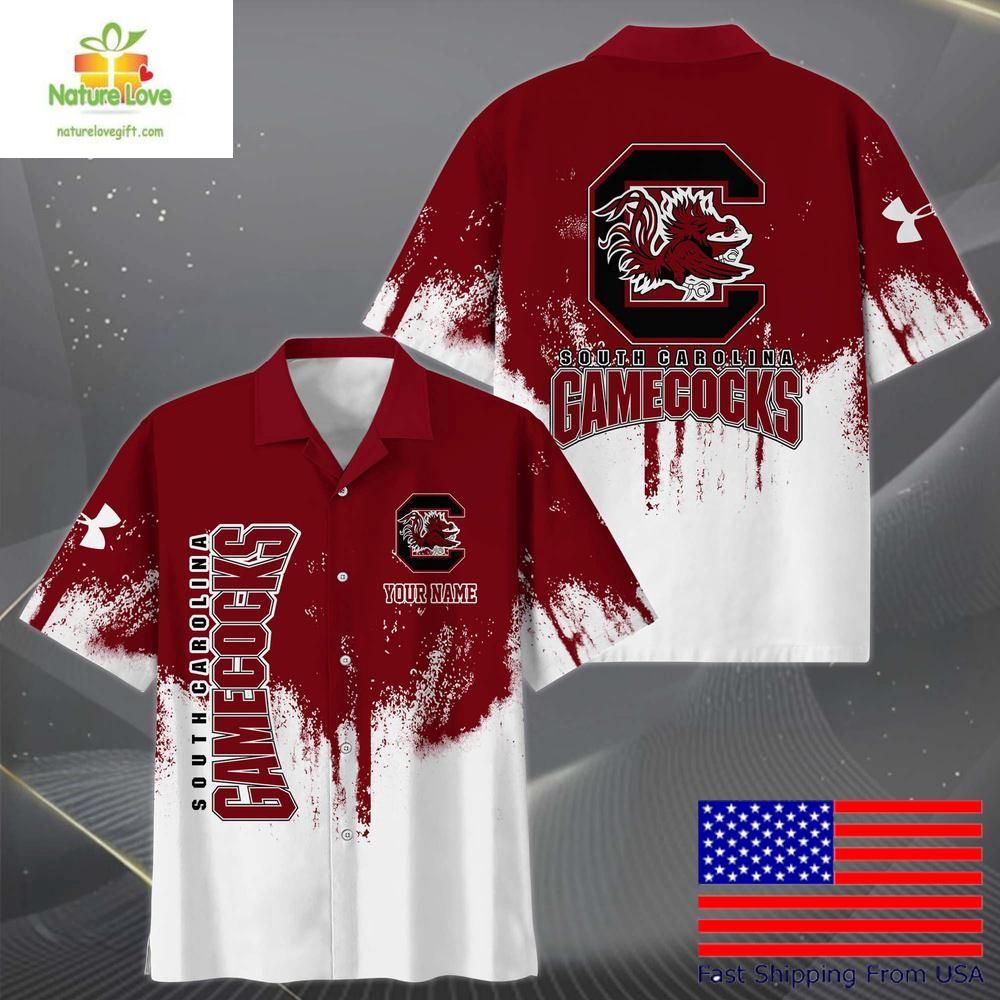 NCAA Gamecocks Hawaiian Shirt Custom Paint Splatter Logo Fan Apparel