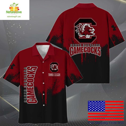 NCAA Gamecocks Hawaiian Shirt Paint Splatter Design for Fans