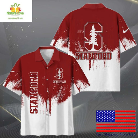 Stanford Cardinal Paint Splatter Hawaiian Shirt for Fans