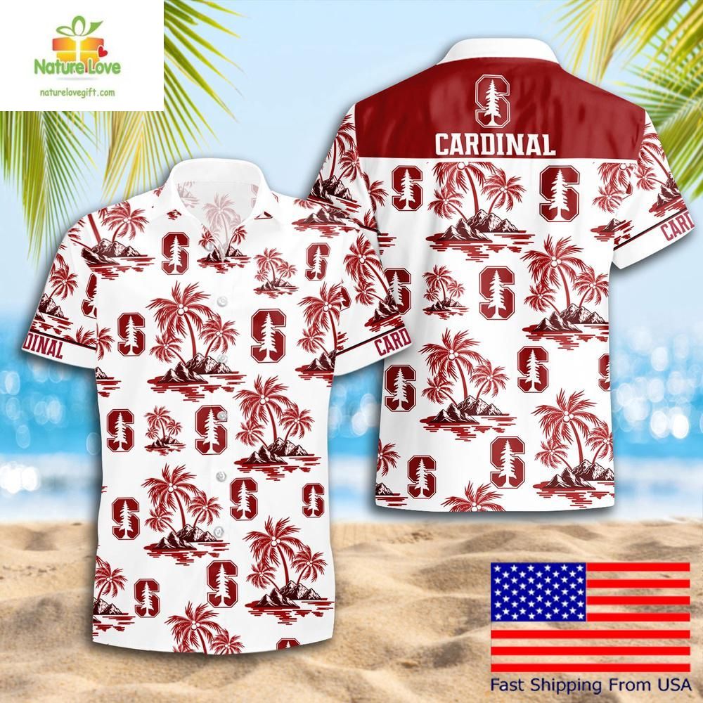 Stanford Cardinal Coconut Tree Hawaiian Shirt
