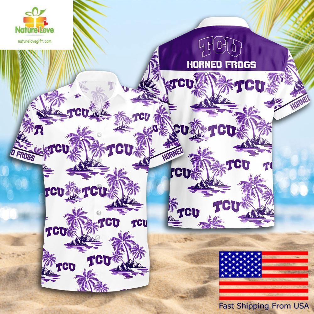NCAA TCU Horned Frogs Hawaiian Shirt Coconut Tree Logo Summer