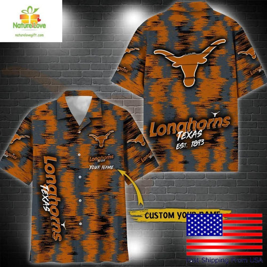Texas Longhorns Ikat Hawaiian Shirt for Fans