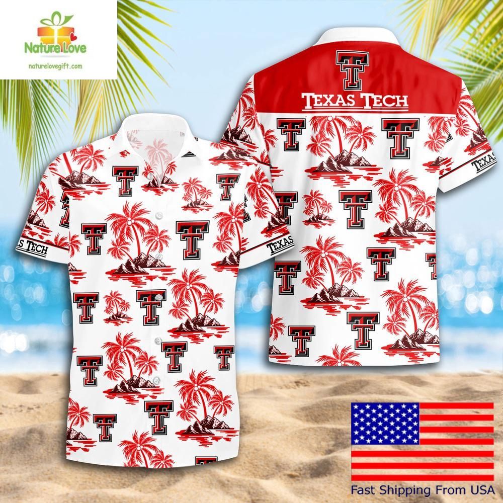 Texas Tech Red Raiders Hawaiian Shirt Coconut Tree Logo Summer