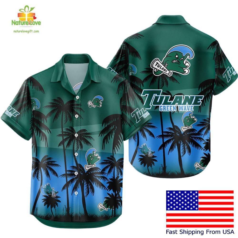 Tulane Green Wave Hawaiian Shirt NCAA Tropical Coconut Fan Style
