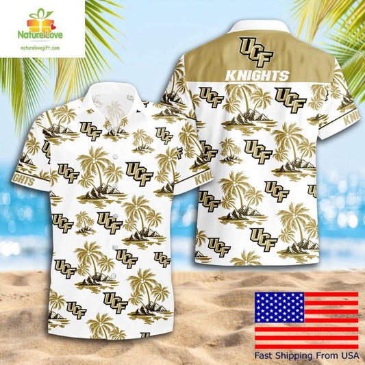 UCF Knights Hawaiian Shirt Coconut Tree Logo Summer Pattern