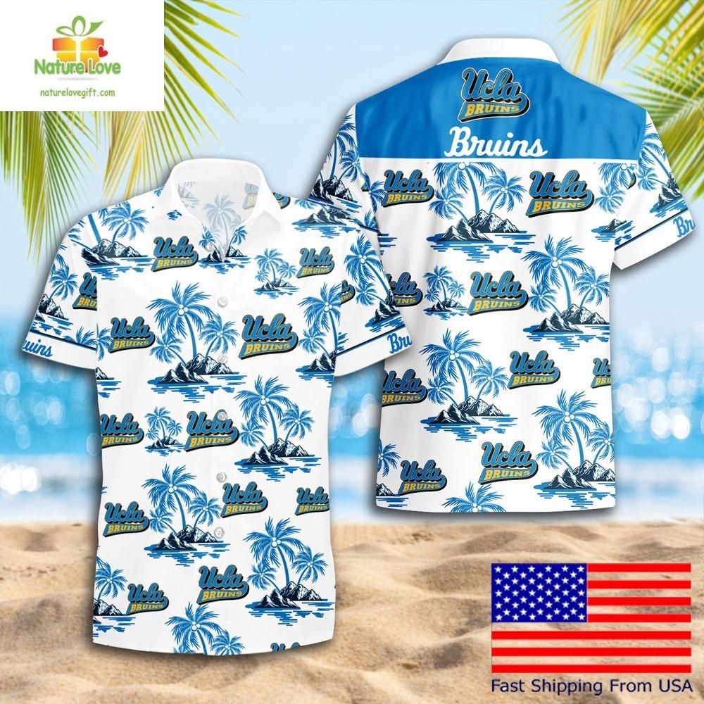 UCLA Bruins Hawaiian Shirt Coconut Tree Logo Summer Pattern