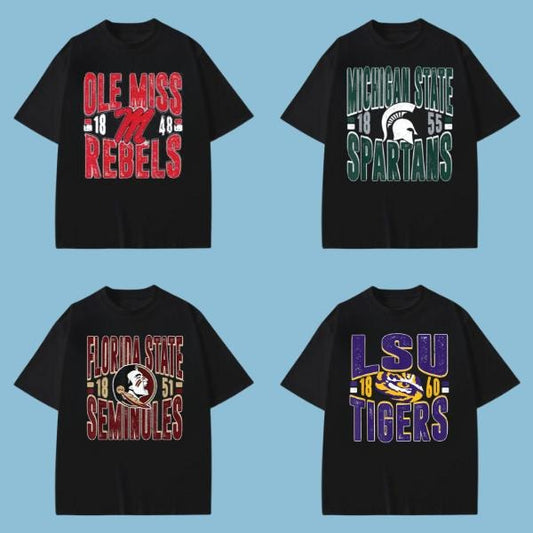 NCAA Vintage College Football T-Shirts 2025, All Teams Graphic Tee, Unisex Game Day Shirt, Sports Fan Apparel for Men Women