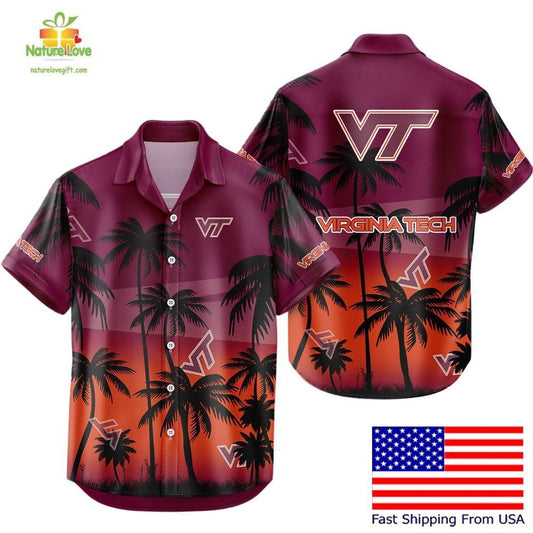 Virginia Tech Hokies Hawaiian Shirt Coconut Forest Tropical Fan Gear